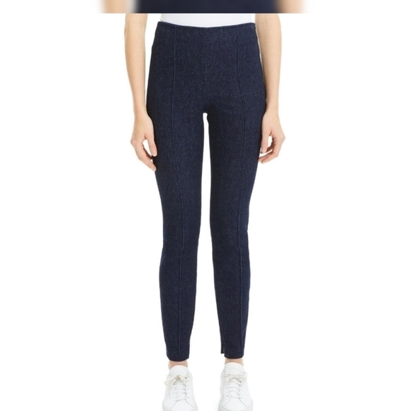 Theory High-Rise Nep Denim dark Wash Skinny Leggings Size 12 - Picture 1 of 10